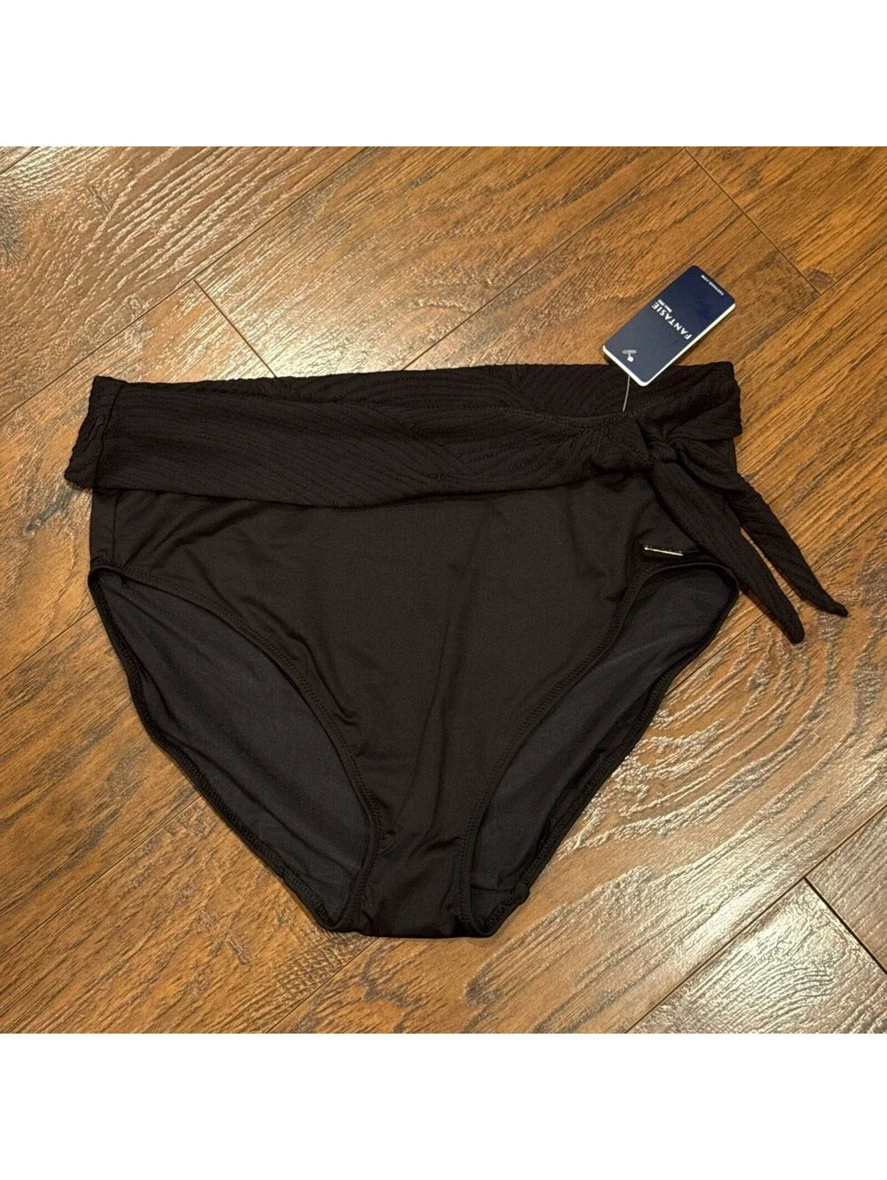 NWT Ottawa High Waist Bikini Brief Swim Bottom Black Size XL